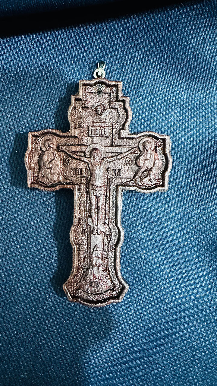 Миниатюрный православный крест из Амаранта с бортом